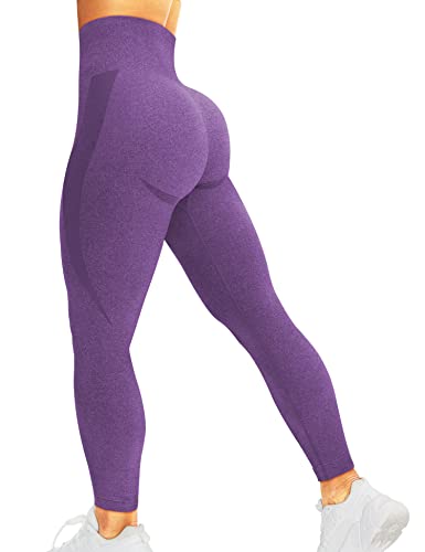 corcoar Damen Leggings Sporthose High Waist Seamless Hosen Gym Yoga Sport Lila L von corcoar