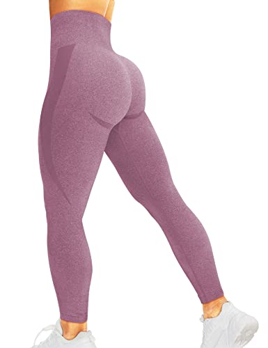 corcoar Damen Leggings Sporthose High Waist Seamless Hosen Gym Yoga Sport Rosa L von corcoar