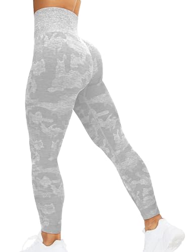 corcoar Sport Leggings Damen Hoch Taille Seamless Blickdicht Leggings Booty Lifting Po Push Up Gym Yoga Sporthose Grau S von corcoar
