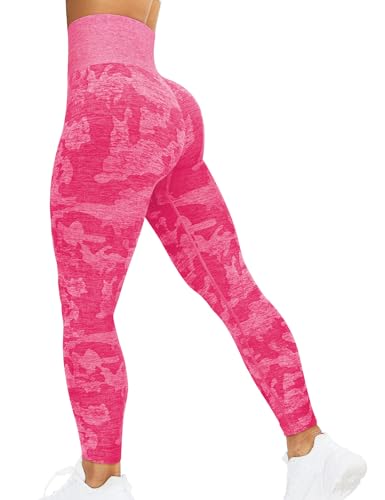 corcoar Sport Leggings Damen High Waist Seamless Hosen Gym Yoga Sport Leggings Booty Lifting Po Push Up Gym Sporthose Karminrot XS von corcoar