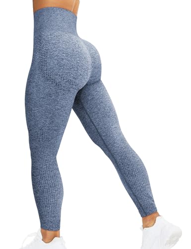 corcoar Sport Leggings Damen Hoch Taille Seamless Blickdicht Leggings Booty Lifting Po Push Up Gym Yoga Sporthose Graublau M von corcoar