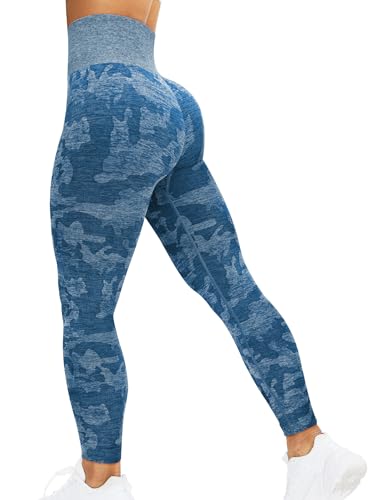 corcoar Sport Leggings Damen Hoch Taille Seamless Blickdicht Leggings Booty Lifting Po Push Up Gym Yoga Sporthose Saphir XS von corcoar