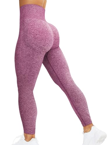 corcoar Sport Leggings Damen Hoch Taille Seamless Blickdicht Leggings Booty Lifting Po Push Up Gym Yoga Sporthose Weinrot L von corcoar