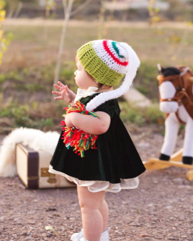 Weiß Zauberhafte Elfe Hand Gehäkelte Baby Weihnachtsmütze - Häkeln Elfen Mütze Kinder Häkelmütze von coriescrafts