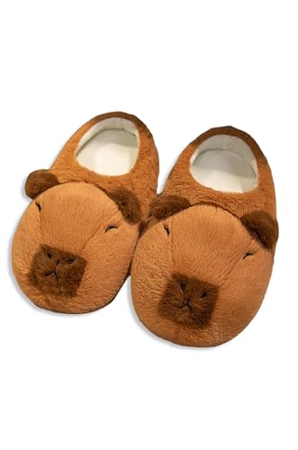 Capybara Hausschuhe Plüsch – Kuschelige Tierpantoffeln | Lustige Slipper | Gr. 33-40 (Capybara Dunkelbraun (Hinten offen), EU Schuhgrößensystem, Erwachsene, Alphanumerisch, M, Einheitsgröße) von corimori