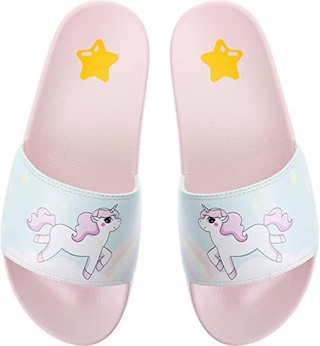 corimori Badelatschen Einhorn „Lily“ Erwachsene, Komfort Badeschuhe, Unisex Badeschlappen, Damen Bade-Slipper, EU-Größe 36-37 von corimori