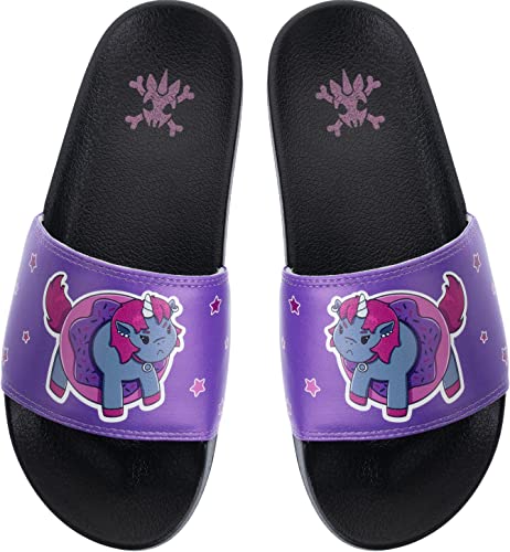 corimori Badelatschen Einhorn „Ruby“ Erwachsene, Badeschuhe, Unisex Badeschlappen rutschfeste Sohle, Damen & Herren Bade-Slipper, EU-Größe 36-37 von corimori