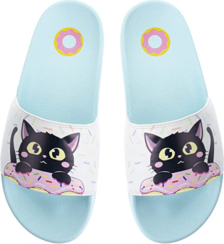 corimori Badelatschen Katze „Nero“ Kinder Badeschuhe, Unisex Badeschlappen Kinder Mädchen & Jungen, Bade-Slipper, Hausschuhe, Strandschuhe, EU-Größe 28-29 von corimori