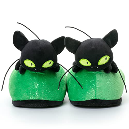 corimori Miraculous Ladybug Plüsch-Hausschuhe Kwami Plagg für Mädchen, Jungen, Erwachsene | Schwarz, EU Einheitsgr. 25-33,5 | Pantoffeln Schuhe von corimori