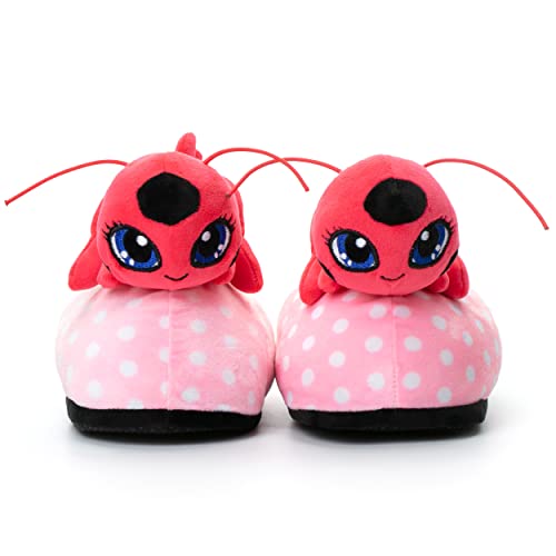 corimori Miraculous Ladybug Plüsch-Hausschuhe Kwami Tikki für Mädchen, Jungen, Erwachsene | Rot, EU Einheitsgr. 25-33,5 | Pantoffeln Schuhe von corimori