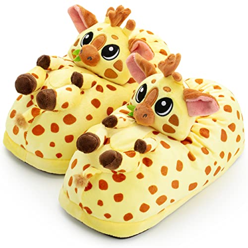 corimori Witizige Plüsch-Hausschuhe Giraffe Theo für Kinder und Erwachsene | Gelb braun orange, EU Einheitsgr. 34-44 | Pantoffeln Slipper Schuhe von corimori