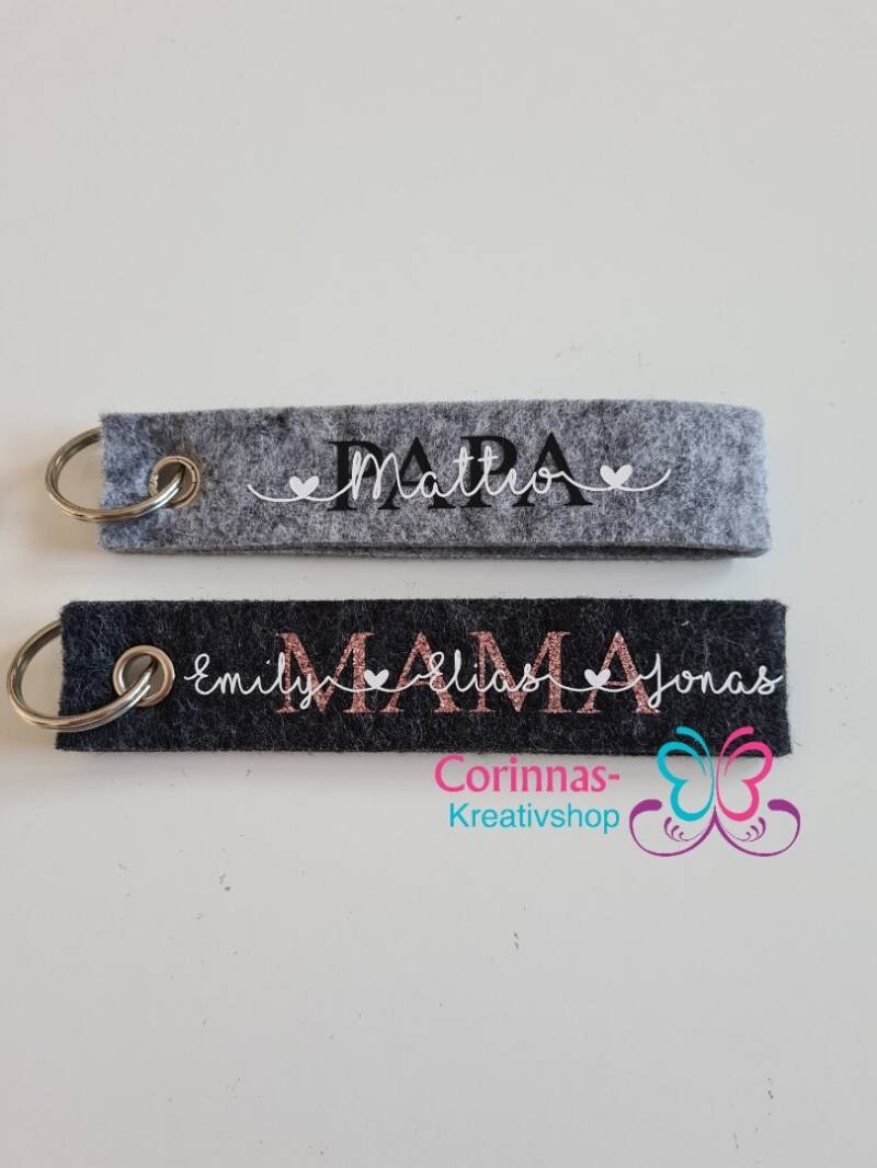 Schlüsselanhänger Aus Filz Mit Personalisierung von corinnaskreativshop