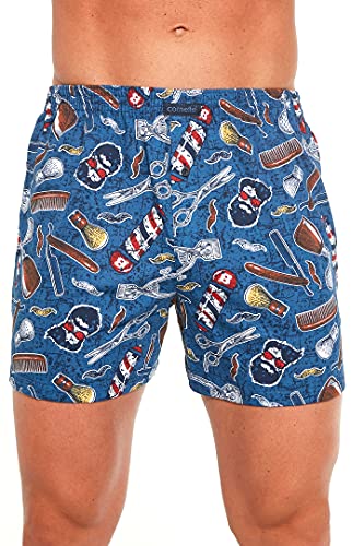 cornette Herren Boxershorts Unterhosen Unterwäsche lustig Baumwolle Verschiedene Muster Mix 100% Baumwolle (Blau - Barbier, L) von cornette