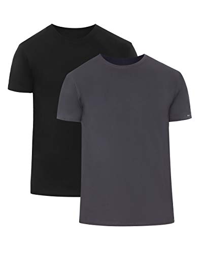 cornette Herren T-Shirts mit U-Ausschnitt 2er Pack CR068 (Schwarz/Graphite (2 Pack), M) von cornette