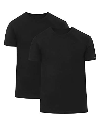 cornette Herren T-Shirts mit U-Ausschnitt 2er Pack CR068 (Schwarz/Schwarz (2 Pack), L) von cornette