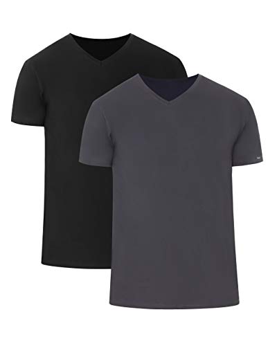 cornette Herren T-Shirts mit V-Ausschnitt 2er Pack CR067 (Schwarz/Graphite (2 Pack), M) von cornette