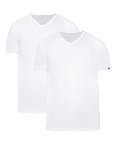 cornette Herren T-Shirts mit V-Ausschnitt 2er Pack CR067 (Weiß/Weiß (2 Pack), M) von cornette