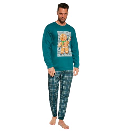 cornette Schlafanzug Herren lang, Pyjama Herren, Baumwolle, Schlafanzug Set, Weihnachtsstil, Nachtwäsche langärmliges Hemd und Lange Hose, Ideal für Winternächte, hergestellt in der EU von cornette