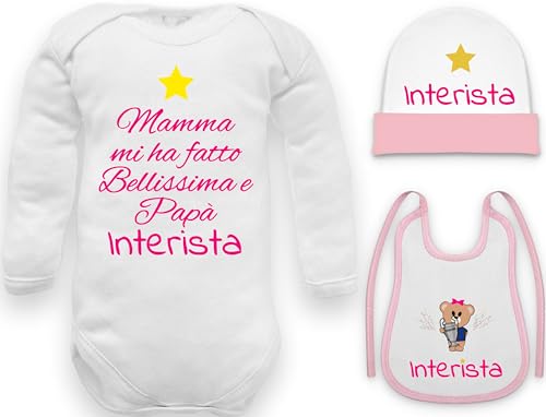 Babybody lustiger Satz Inter Mama machte mich schön und Papa Interista, Baby Mädchen Interist Body Hut Lätzchen Set, 0-3 Monate von corredino neonato