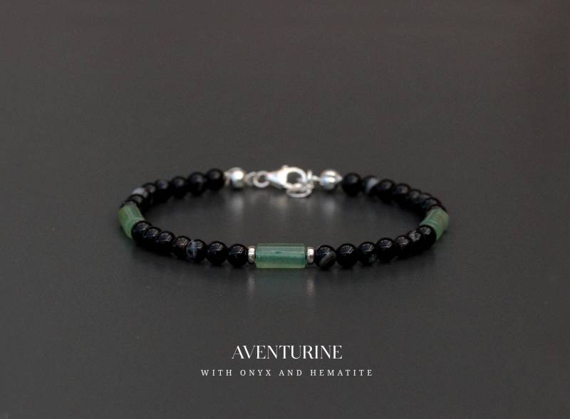 Aventurin Onyx Armband Herren - Handgemachtes Edelsteinarmband Für Schutz & Harmonie Natursteinarmband Geschenk Ihn von correlladesign