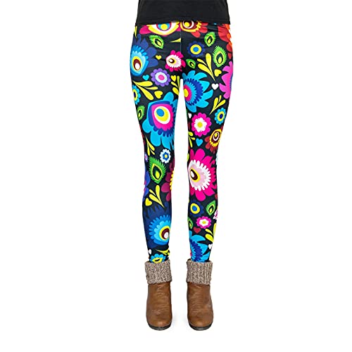 cosey - Bedruckte Bunte Blumen-Leggings (Einheitsgröße) - Design Pfauenauge von cosey