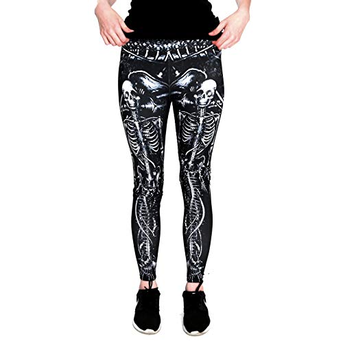 cosey - Bedruckte Bunte Halloween Leggins (Einheitsgröße) - Design Meerjungfrau Skelett von cosey