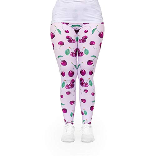 cosey - Bunte Bedruckte Blumen-Leggings (Einheitsgröße) - Design Kirschen von cosey