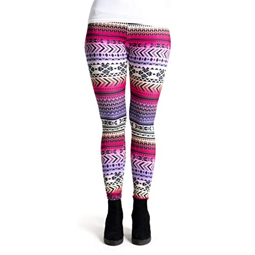 cosey - Bunte Bedruckte Motiv-Leggings (Einheitsgröße) - Design Aztec Multicolor von cosey