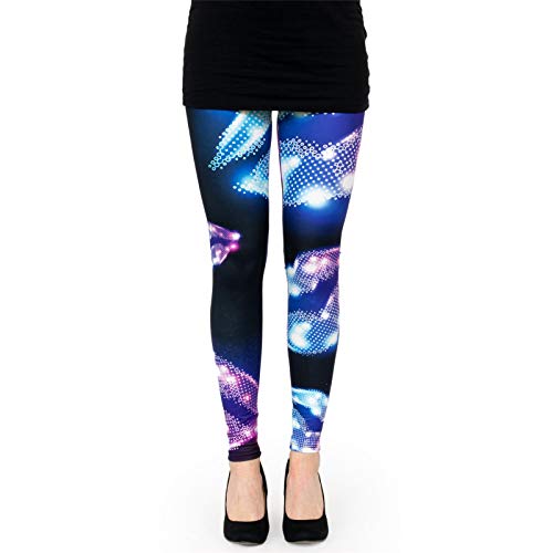 cosey - Bunte Bedruckte Motiv-Leggings (Einheitsgröße) - Design Disko von cosey