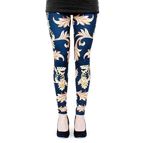 cosey - Bunte Bedruckte Motiv-Leggings (Einheitsgröße) - Design Goldene Ornamente von cosey