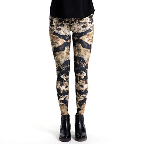 cosey - Bunte Bedruckte Motiv-Leggings (Einheitsgröße) - Design Marmor Camouflage von cosey