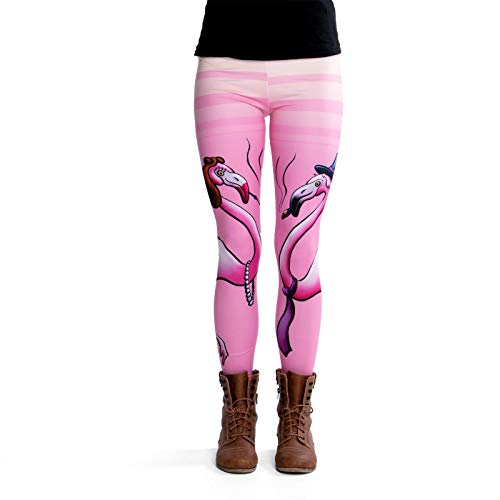 cosey - Bedruckte Bunte Flamingo-Leggings (Einheitsgröße) - Design Mr. & Ms. Flamingo von cosey