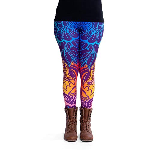 cosey - Bedruckte Bunte Tiermotiv-Leggins (Einheitsgröße) - Design Pfau von cosey