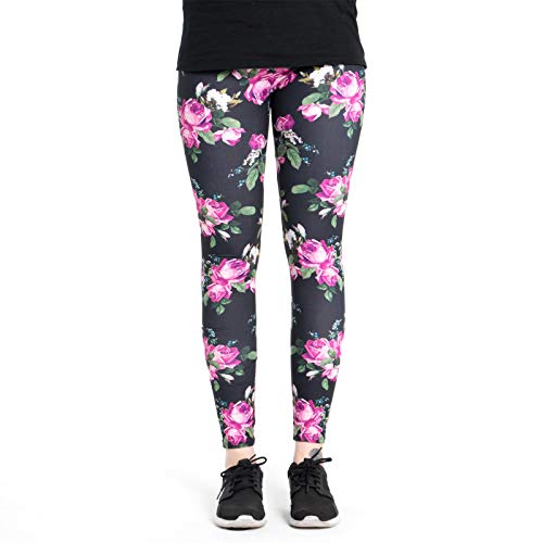 cosey - Bunte Bedruckte Blumen-Leggings (Einheitsgröße) - Design Pinke Rose von cosey