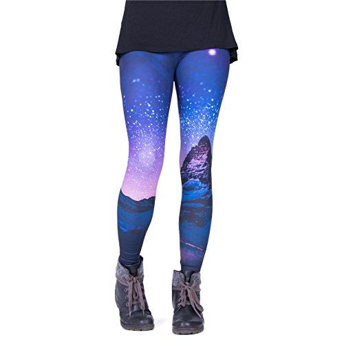 cosey - Bedruckte Bunte Leggins (Einheitsgröße) Verschiedene Leggings Designs, Space Landscape, Einheitsgröße von cosey