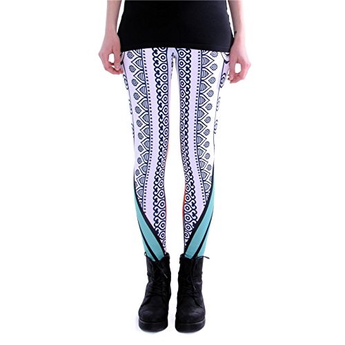 cosey - Bedruckte Bunte Leggins (Einheitsgröße) Verschiedene Leggings Designs, Mandala Stripes, Einheitsgröße von cosey