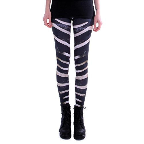 cosey - Bedruckte Bunte Leggins (Einheitsgröße) Verschiedene Leggings Designs, Zebra, Einheitsgröße von cosey