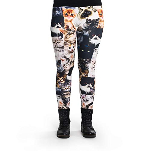 cosey - Bedruckte Bunte Tiermotiv-Leggins (Einheitsgröße) - Design Cats von cosey