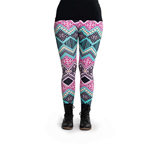 cosey - Bunte Bedruckte Motiv-Leggings (Einheitsgröße) - Design Aztec Panic von cosey