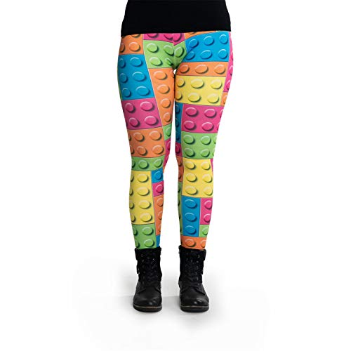 cosey - Bunte Bedruckte Motiv-Leggings (Einheitsgröße) - Design Blocks von cosey