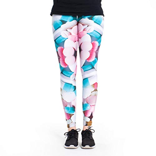 cosey - Bunte Bedruckte Motiv-Leggings (Einheitsgröße) - Design Pillen von cosey