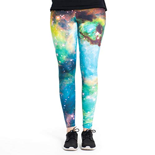 cosey - Bunte Bedruckte Motiv-Leggings (Einheitsgröße) - Design Space Nebula von cosey