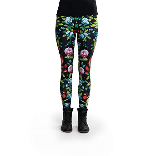 cosey - Bunte Bedruckte Blumen-Leggings (Einheitsgröße) - Design Kamelie von cosey