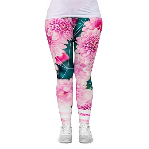 cosey - Bunte Bedruckte Blumen-Leggings (Einheitsgröße) - Design Crysanthemen von cosey