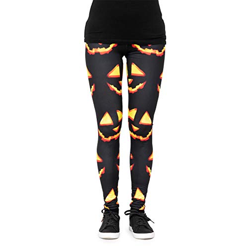 cosey - Bedruckte Bunte Halloween Leggins (Einheitsgröße) - Design Kürbis von cosey