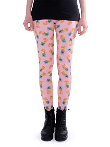 cosey - Bedruckte Bunte Leggins (Einheitsgröße) Verschiedene Leggings Designs, Ananas Pink, Einheitsgröße von cosey