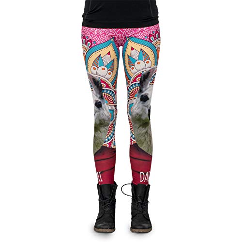 cosey - Bedruckte Bunte Lama-Leggins (Einheitsgröße) - Design Dalai Lama von cosey