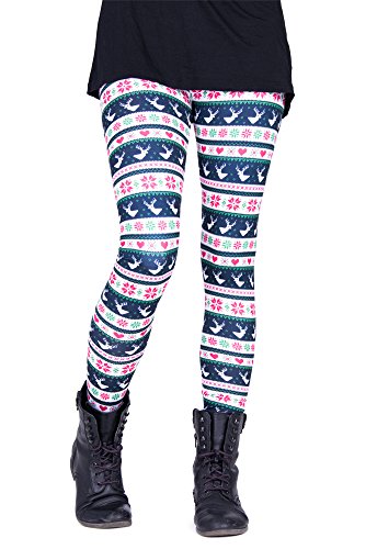 cosey - Bedruckte Bunte Leggins (Einheitsgröße) Verschiedene Leggings Designs, Christmas, Einheitsgröße von cosey