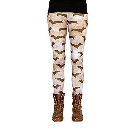 cosey-Bedruckte Bunte Dackel-Leggings (Einheitsgröße) - Design Dackel Camouflage von cosey