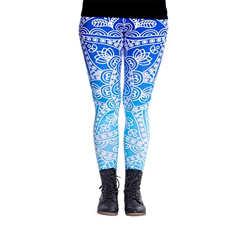 cosey - Bunte Bedruckte Mandala-Leggings (Einheitsgröße) - Design Mandala Ombré-Blue von cosey